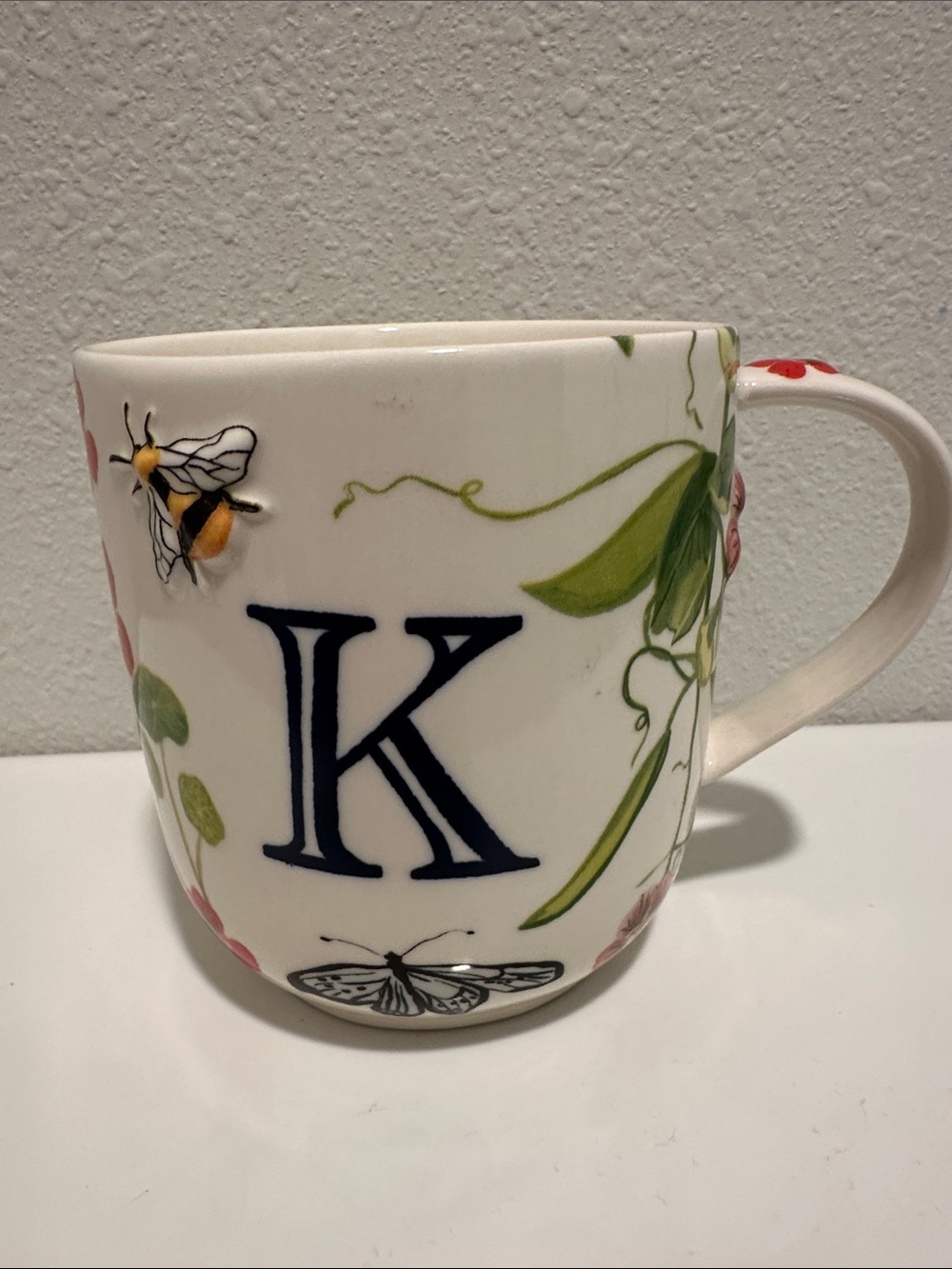 Anthropologie Monarch Monogram Letter K Botanical Mug